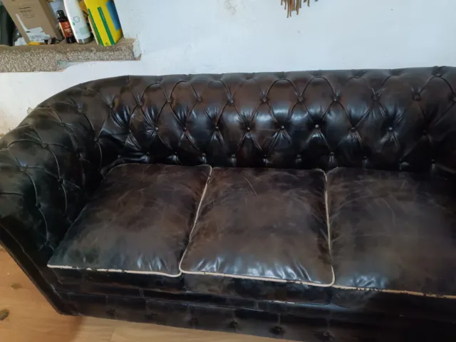 Sofá Chester Piel Marrón Oscuro