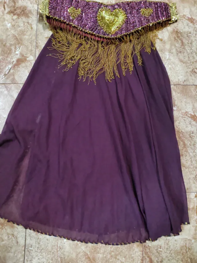 Traje Danza Vientre Morado y Dorado