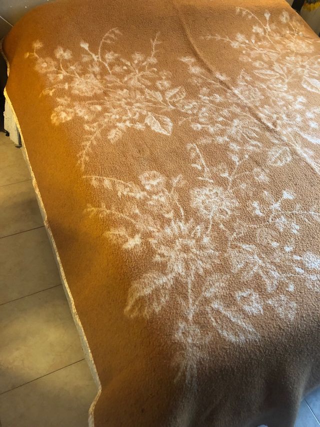 Coperta lana vintage anni 70 floreale