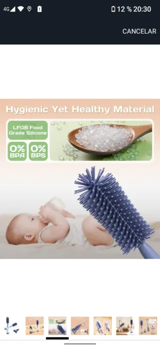 Cepillo silicona limpiar biberones,tetinas y pajit