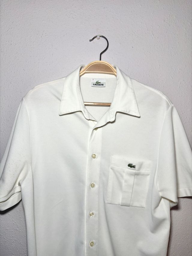 Lacoste Vintage Polo Botones Piqué Blanco Talla 4