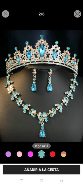Corona y Conjunto de Joyas Novia Azul