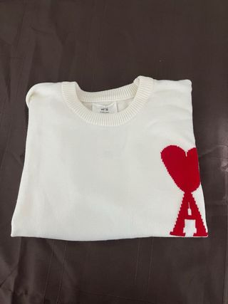 Jersey AMI Paris blanco corazón rojo