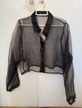 Camisa Tulle Zara Negra