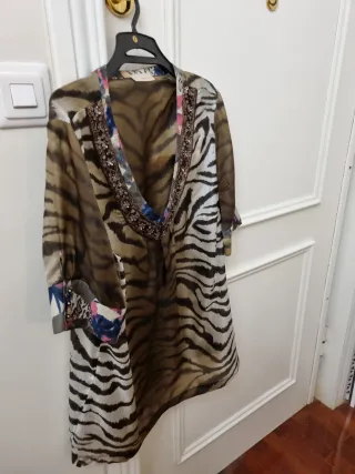 Camiseta gasa estampada tigre talla 50