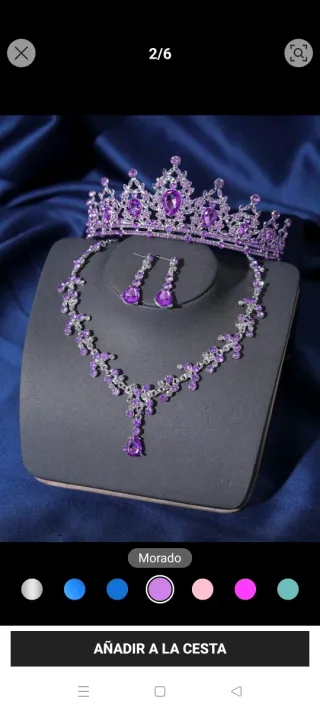 Conjunto Novia Corona y Pendientes Lila