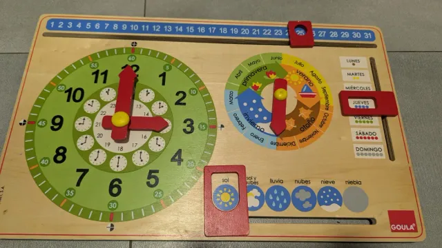 Reloj Calendario Goula Educativo Madera