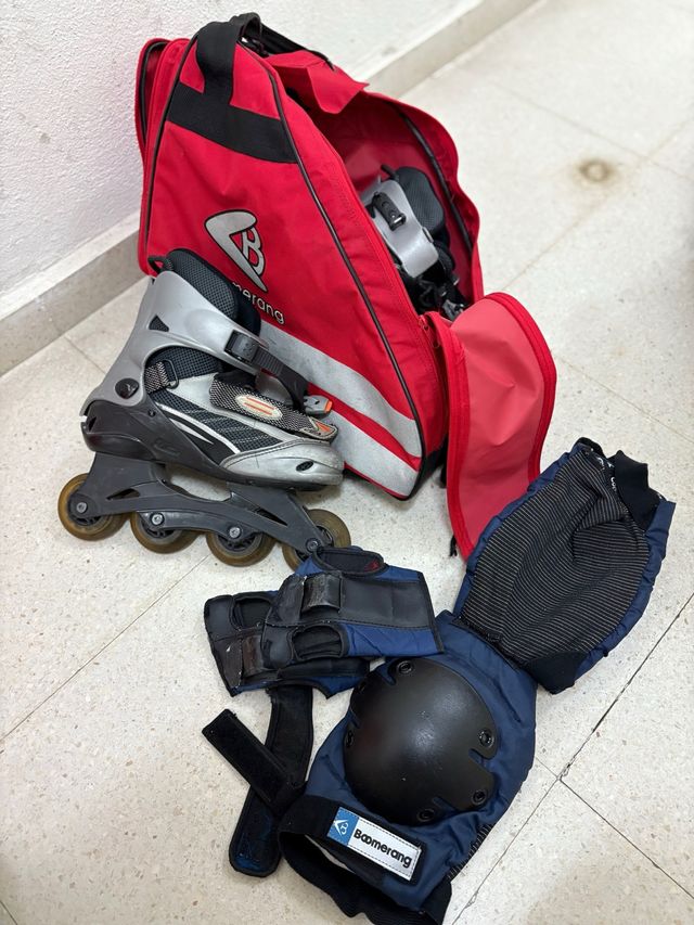 Patines en línea y protecciones codos y rodillas