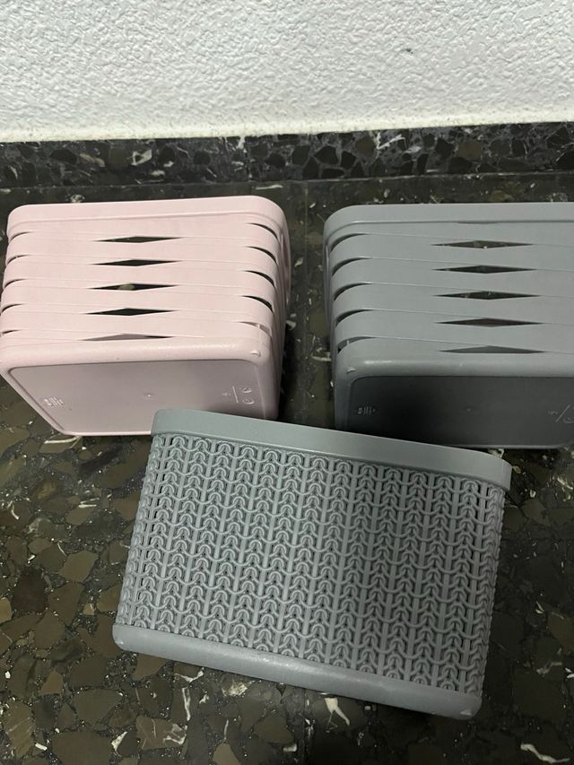 Set 6 Organizadores Plástico Gris y Rosa