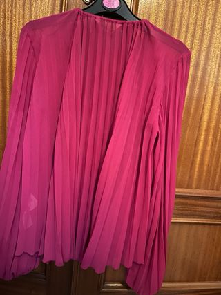 Blusa Zara manga larga plisada rosa
