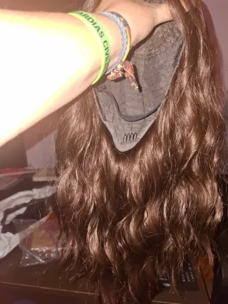 Peluca sintética marrón 18 pulgadas ,