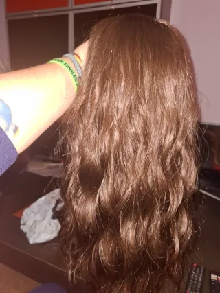 Peluca sintética marrón 18 pulgadas ,