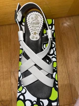 Sandalias Ercilla Cuña Blancas Piel Legítima