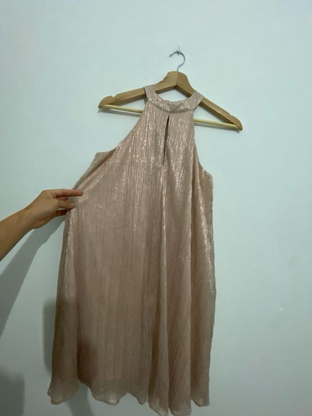 Vestido rosa coral cuello halter