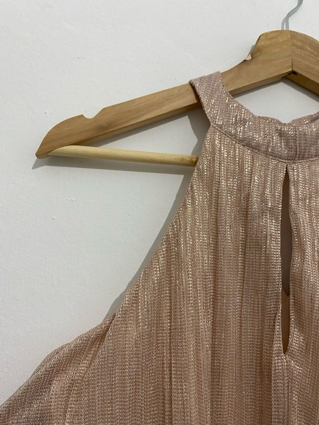 Vestido rosa coral cuello halter