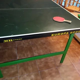 Mesa de ping pong verde con red