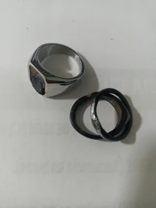 Tres anillos plata y negro