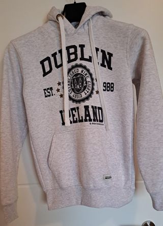 Sudadera Capucha Dublin Ireland Gris Talla XS
