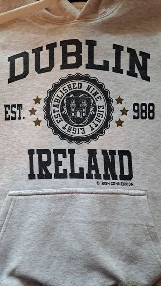 Sudadera Capucha Dublin Ireland Gris Talla XS