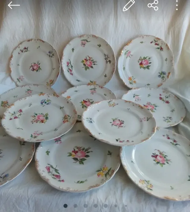 Platos de porcelana Hungría florales, miden 23cm