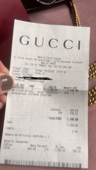 Bolso Gucci Negro GG Marmont Pequeño Con factura