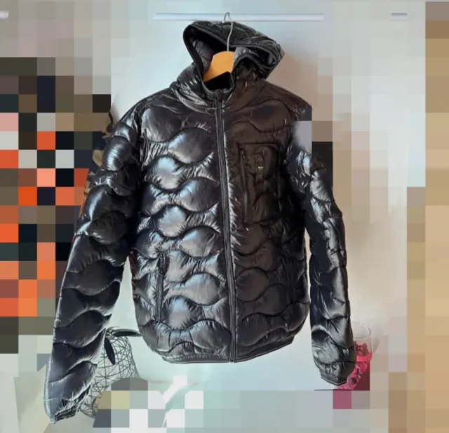 Blauer Giubbotto Nero Trapuntato Cappuccio