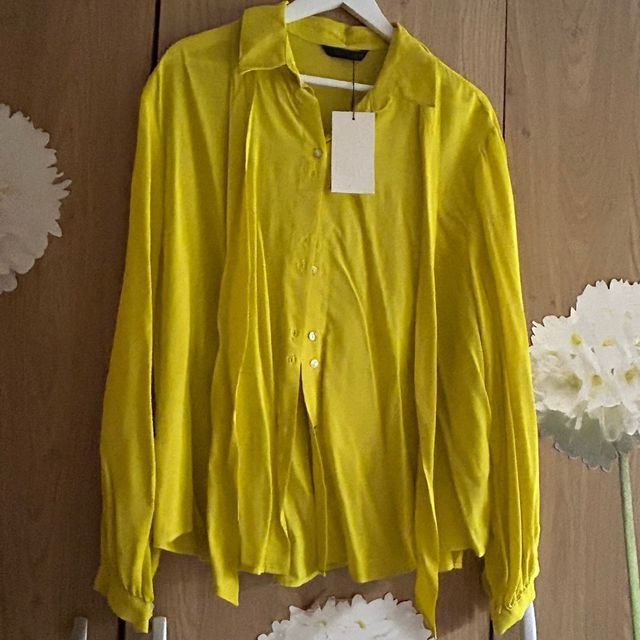 Camisa color lima con lazada