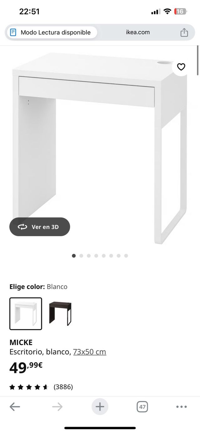 Mesa de escritorio + silla + cojín (IKEA)