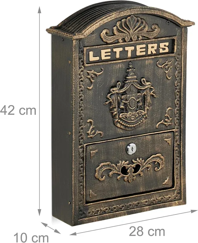 Buzón Relaxdays Vintage Exterior Marrón/Dorado