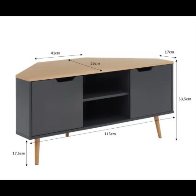Mueble TV esquinero gris y roble 115cm