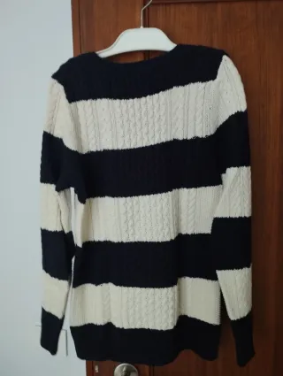 Jersey Mango Rayas Blanco y Negro