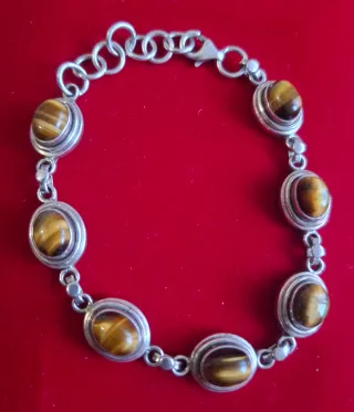 Pulsera Plata Ley 925 Ojo de Tigre