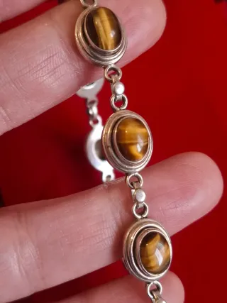 Pulsera Plata Ley 925 Ojo de Tigre