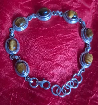 Pulsera Plata Ley 925 Ojo de Tigre