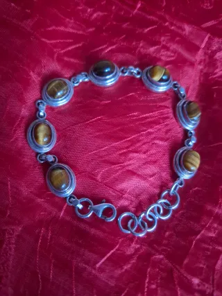 Pulsera Plata Ley 925 Ojo de Tigre