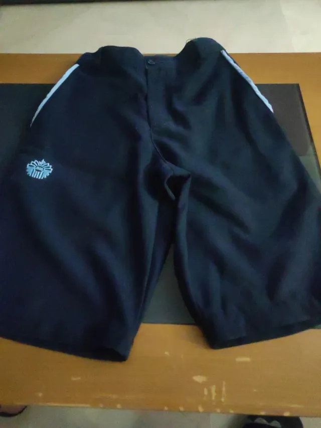 Uniforme escolar azul con escudo