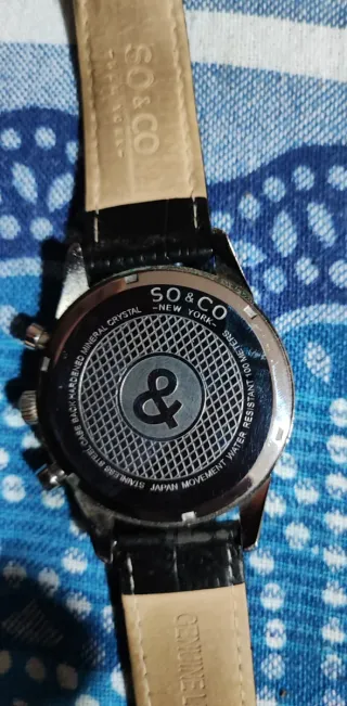 Reloj SO&CO Cronógrafo Negro y Plateado
