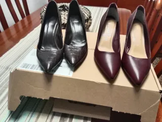 Zapatos de tacón mujer Marrón y Grana