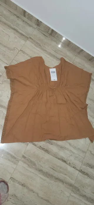 Camiseta Zara Talla Única Marrón