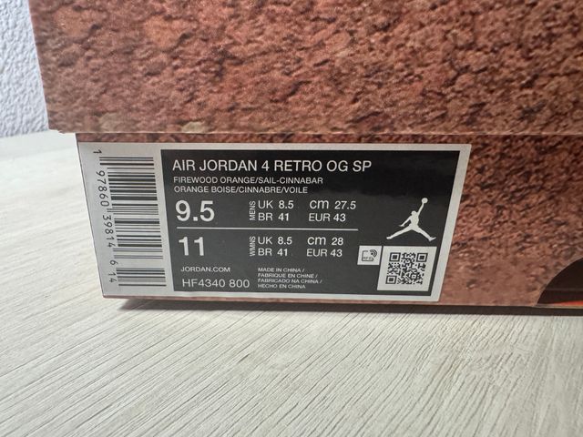 Jordan 4 BRICK 9.5US/43EU