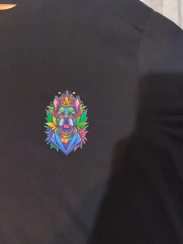 Camiseta Negra con Diseño Multicolor