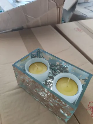 Portacandele in vetro dorato