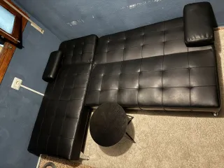 Sofá Cama Negro Piel Sintética