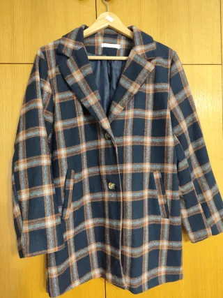 Americana cuadros azul y naranja