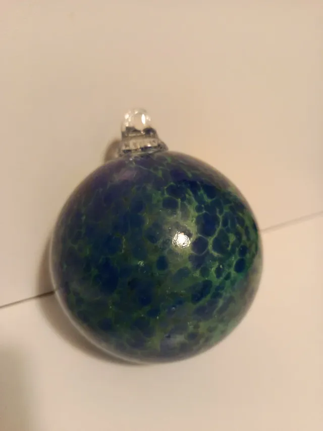 Bola de Navidad Vidrio Soplado Azul. Glassblowing