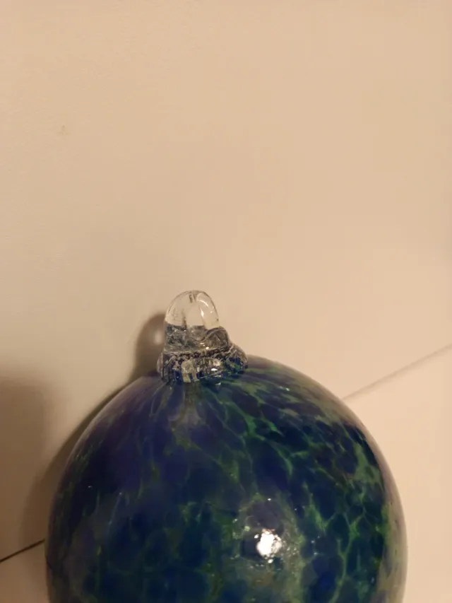 Bola de Navidad Vidrio Soplado Azul. Glassblowing