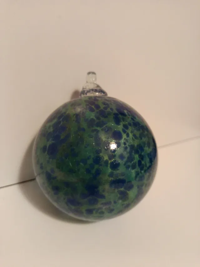 Bola de Navidad Vidrio Soplado Azul. Glassblowing