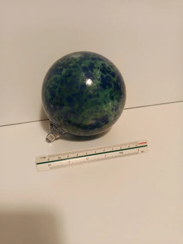 Bola de Navidad Vidrio Soplado Azul. Glassblowing