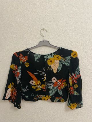 Pull&Bear Top Estampado Floral Negro XS