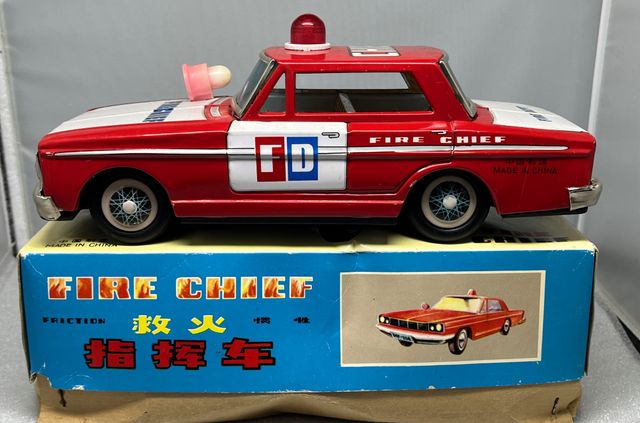 Coche Juguete antiguo Fire Chief, Friccion, c/caja
